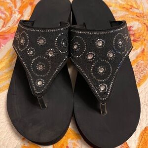 Chic Black Embellished Women's Sandals